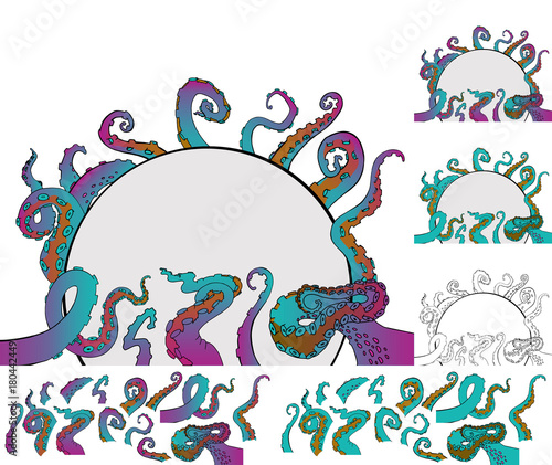 Vector sketch cartoon octopus tentacles