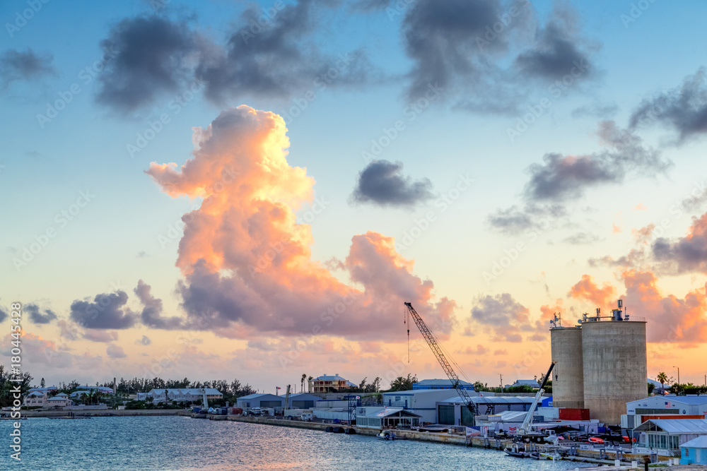 Sunset Over Bermuda Industrial Harbor