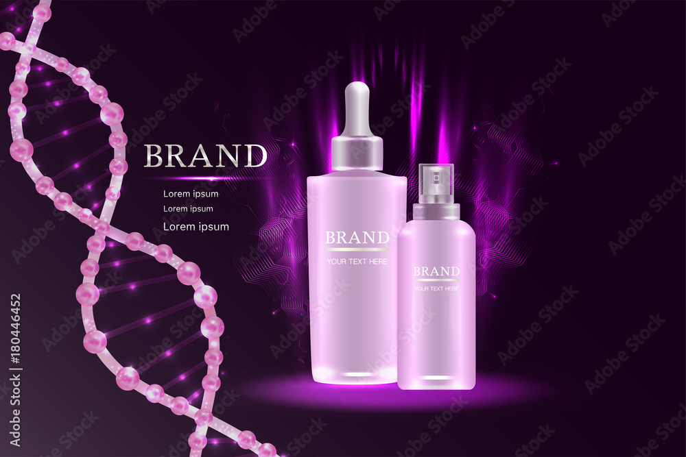 Cosmetic containers with advertising background ready to use, luxury skin care ad design. Illustration vector Cosmetic containers with advertising background ready to use, luxury skin care ad design. Illustration vector