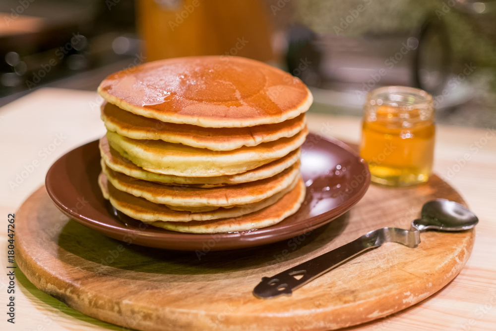 Pancake, Breakfast, Honey.