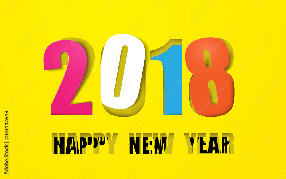 Colorful Happy new year 2018 in paper cut background Colorful Happy new year 2018 in paper cut background