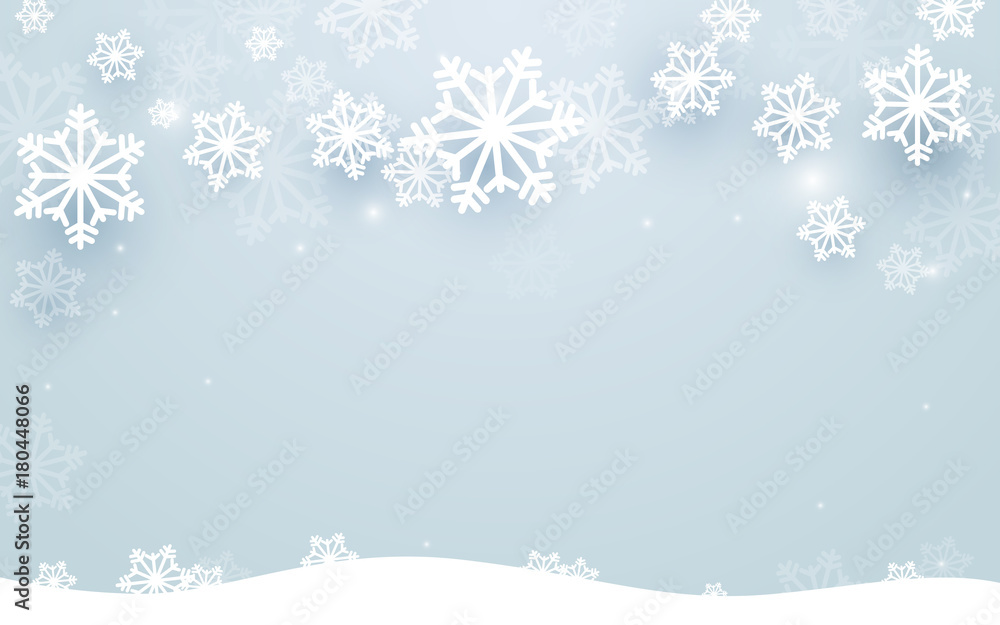 Merry Christmas and Happy new year with snowflakes background