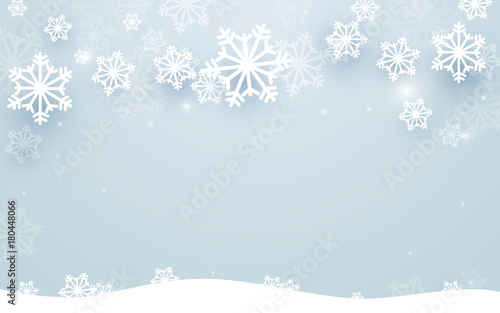 Merry Christmas and Happy new year with snowflakes background © pickup
