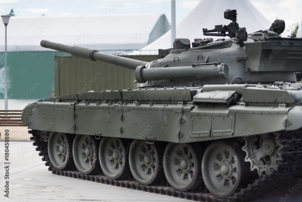 Russian main battle tank on the ground in combat conditions Russian main battle tank on the ground in combat conditions