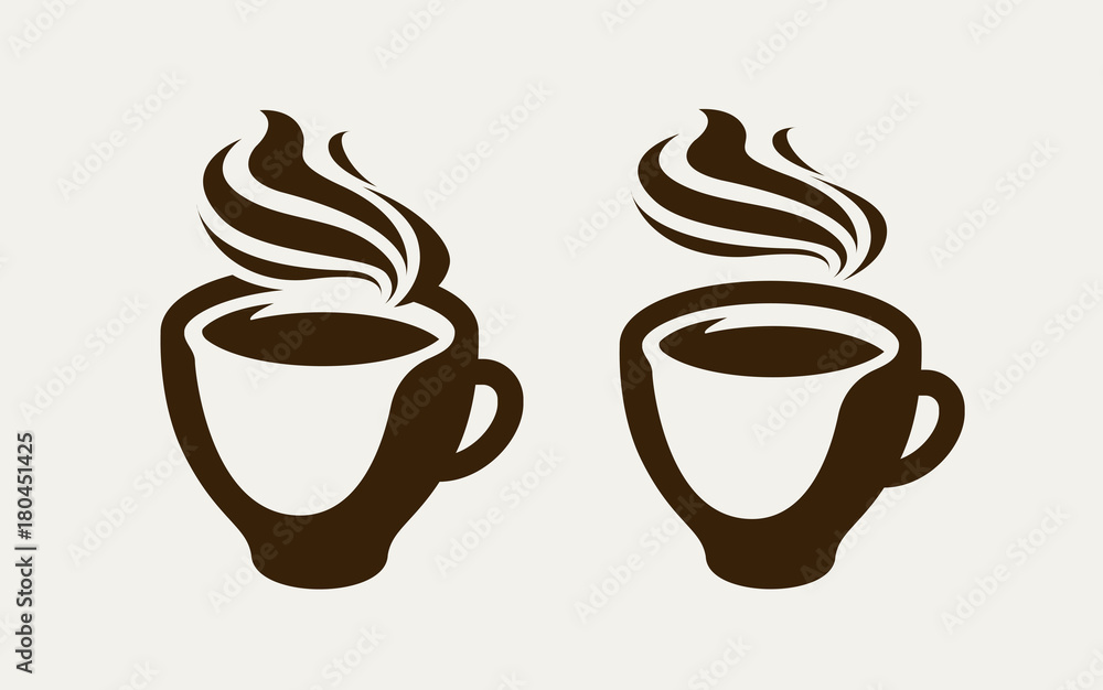 Obraz premium Cafe, coffeehouse logo or symbol. Coffee cup, espresso, tea icon. Vector illustration