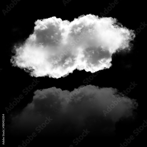 Cloud shape, 3D cloud illustration, realistic white fluffy cloud isolated