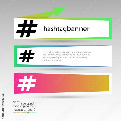 Hashtag banner rectangular for background red-yellow and green vector
