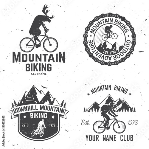 Set of Mountain biking clubs. Vector illustration.