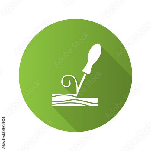 Wood chisel flat design long shadow glyph icon