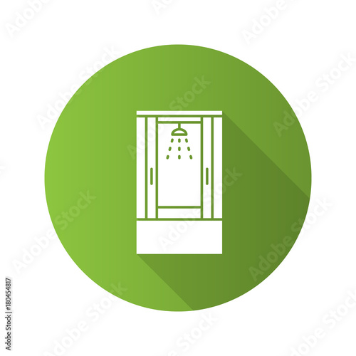 Shower cabin flat design long shadow glyph icon