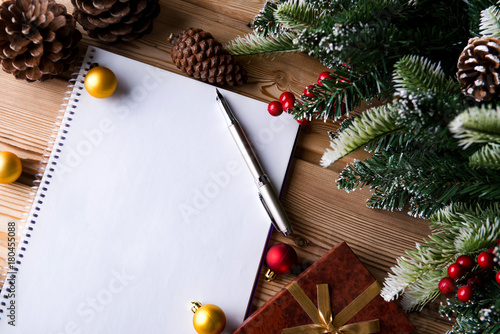 Blank message paper in christmas festive concept