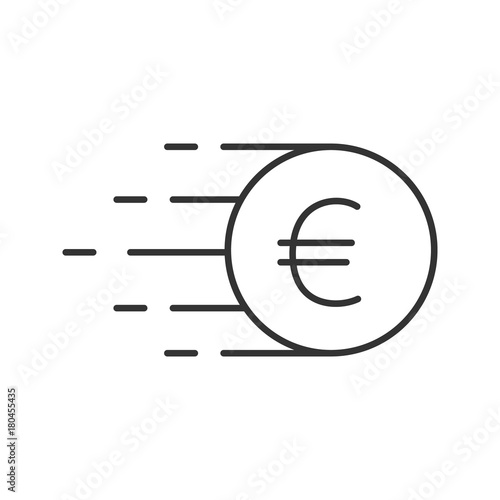 Flying euro coin linear icon