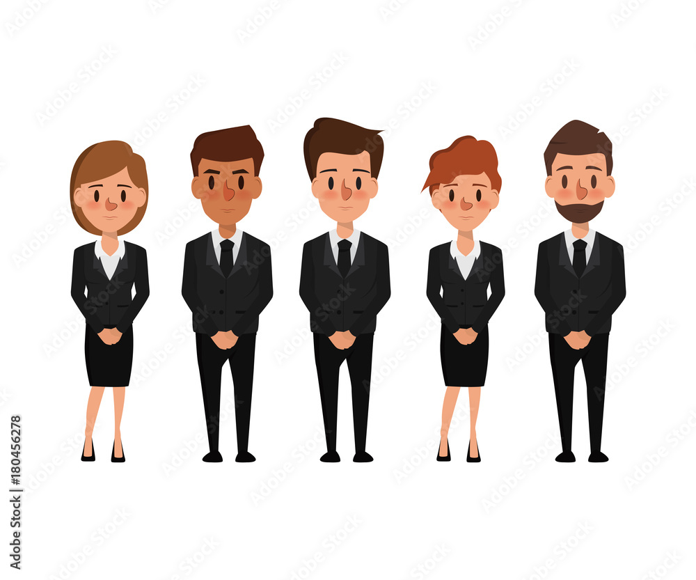 Business people teamwork with business men and business women. Vector illustration cartoon character.