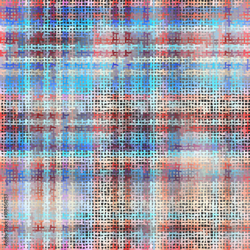 Seamless background pattern. Imitation of a texture of rough canvas painted with plaid.