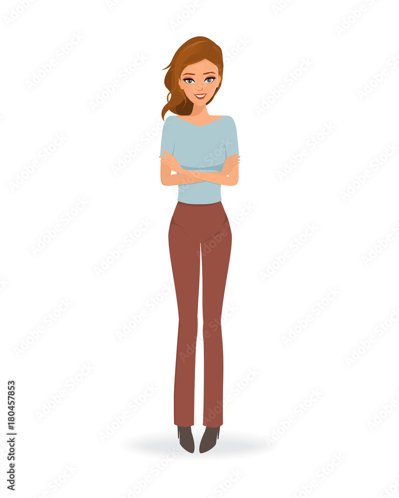 Business woman standing character. Illustration vector.