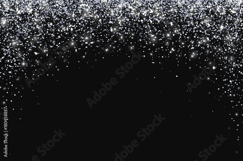 Silver falling particles in arch form. Vector