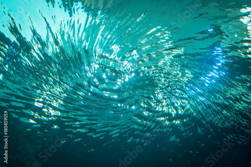 Turquoise water surface from below