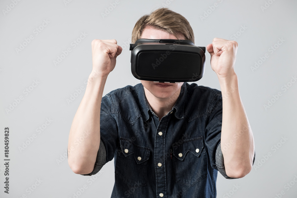 Man in virtual reality Man in virtual reality
