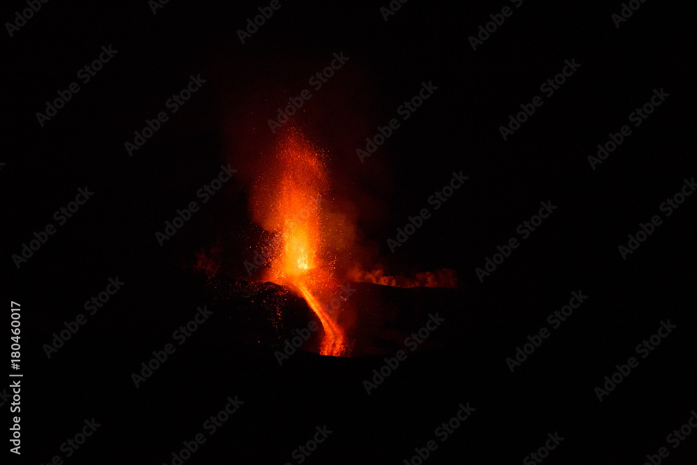 Eruption of Etna Volcano In Sicily
