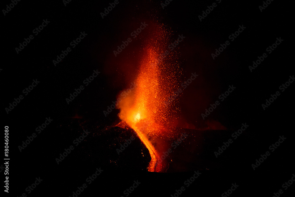 Eruption of Etna Volcano In Sicily 