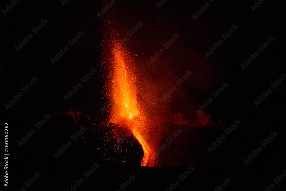 Eruption of Etna Volcano In Sicily 