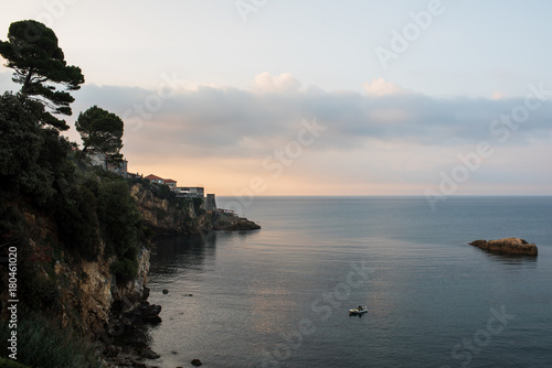 Montenegro, city of Ulcinj, the month of October, the Adriatic sea, morning, the boat with the fisherman.