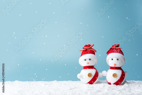 Snowman on snow. Christmas decoration. Winter