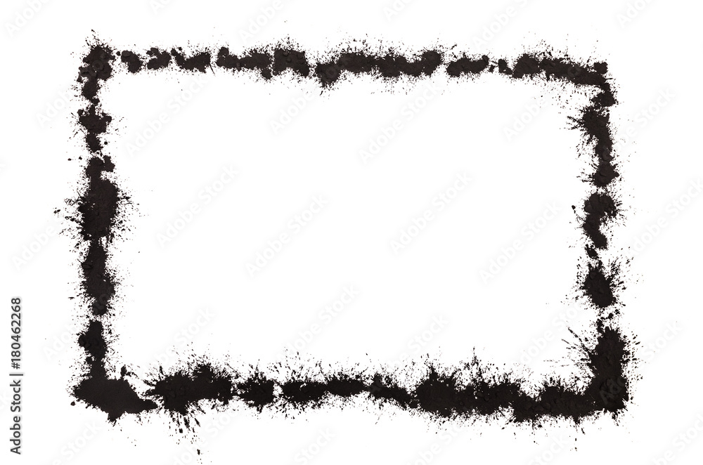 Photo frame border made from ink black powder isolated on white. Isogel mask. Photo frame border made from ink black powder isolated on white. Isogel mask.