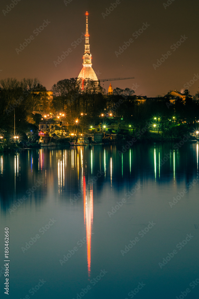 Obraz premium panorama of the city of turin from above at sunset
