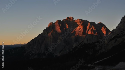 Sunset  time lapse on Conturines summit, Dolomites , Italy photo
