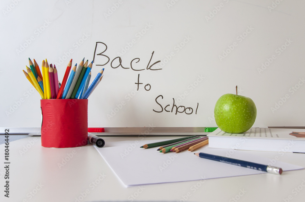 Naklejka premium School supplies on white background