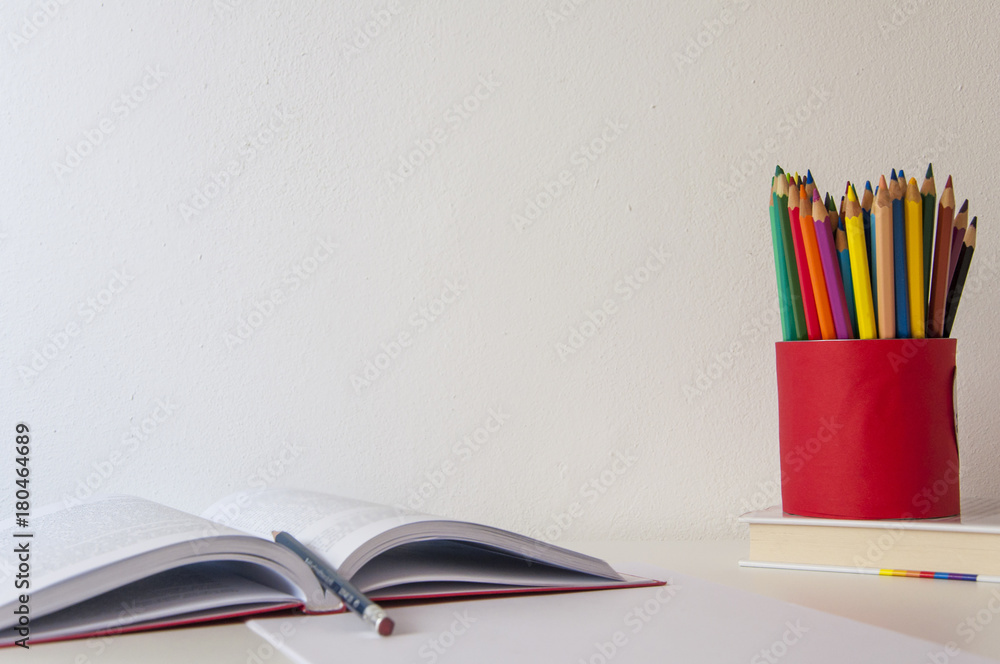 Fototapeta premium School supplies on white background