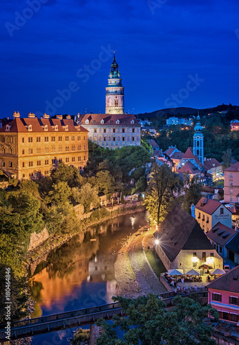 Panoramic view on the old town of Cesky Krumlov, Czech Republic