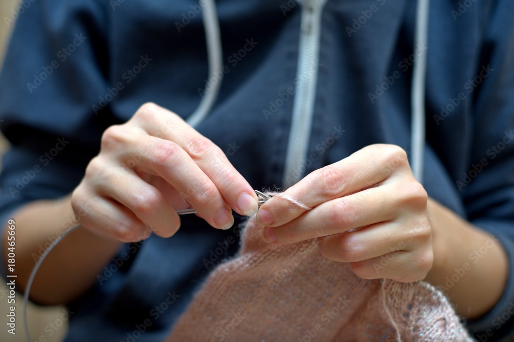 Fototapeta premium Knitting Knit Needle Yarn Needlework Craft Scarf Concept