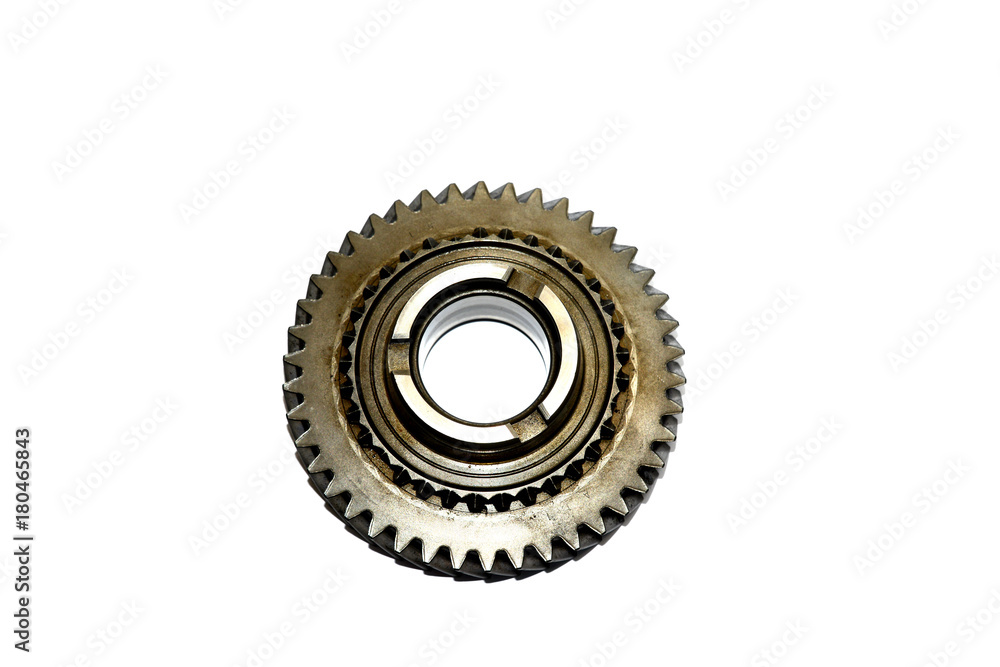real stainless steel gears isolated over white background real stainless steel gears isolated over white background