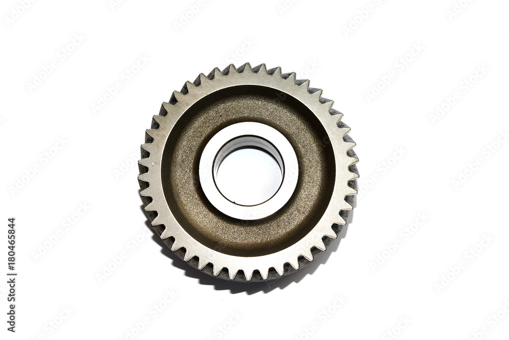 real stainless steel gears isolated over white background real stainless steel gears isolated over white background