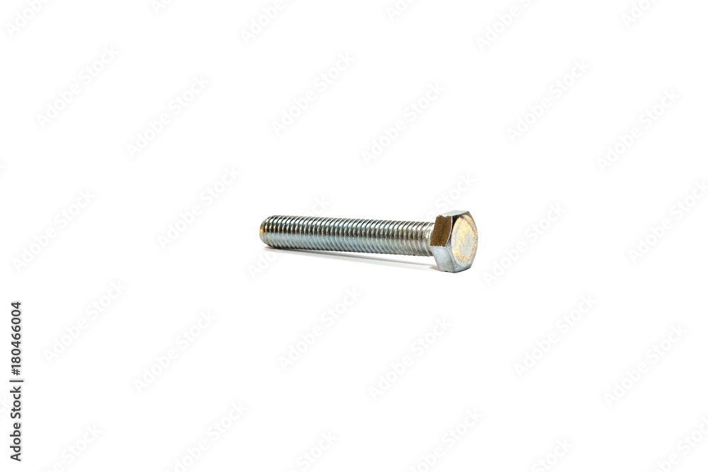 Bolt and nut on a white background.Selective focus. Bolt and nut on a white background.Selective focus.