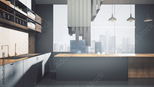 Contemporary dark kitchen interior