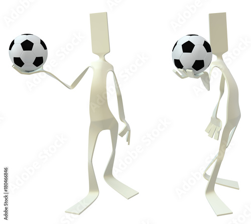 Fototapeta Naklejka Na Ścianę i Meble -  Paper Man Figure, Football