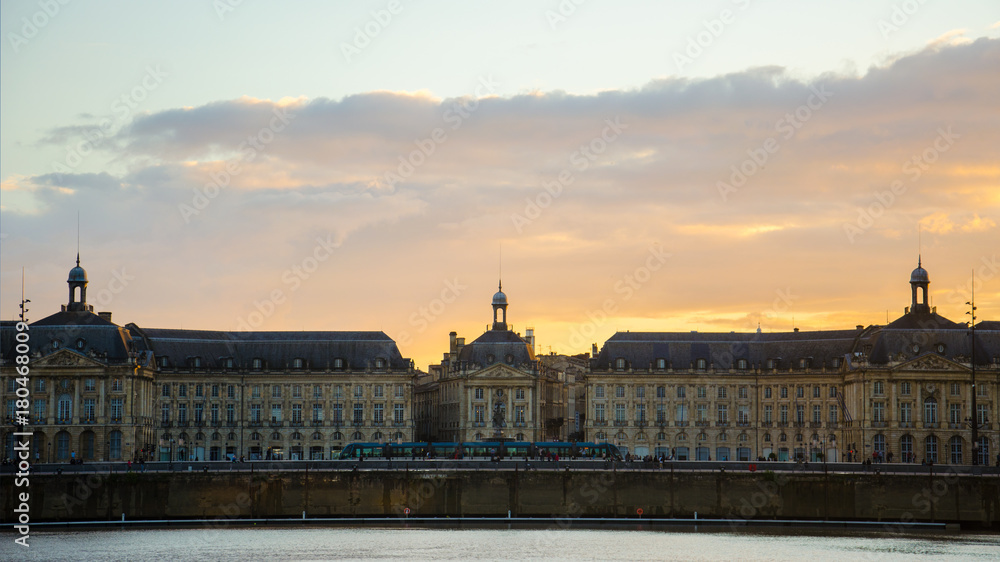 Last evening lights on the city of Bordeaux
