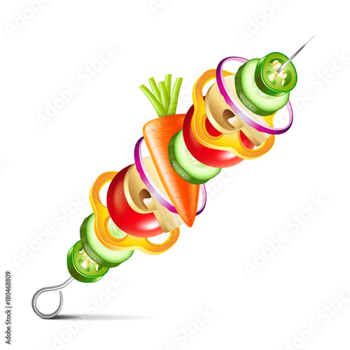 grilled vegetables vegan kebab isolated vector