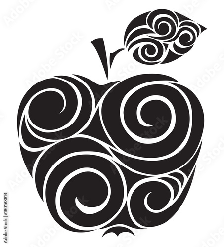 Hand-drawn decorative silhouette of a apple