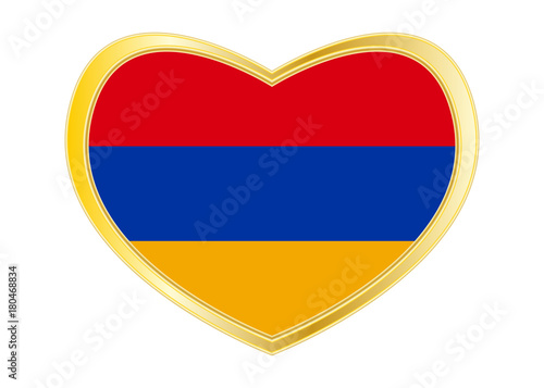 Flag of Armenia in heart shape, golden frame