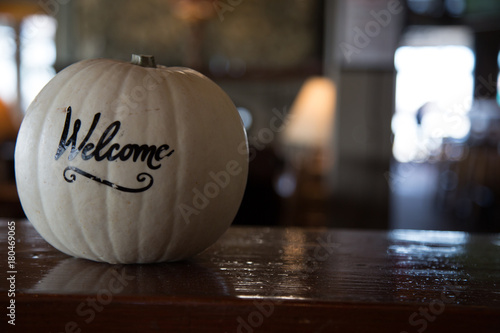 White pumpkin greeting welcome background detail closeup  photo