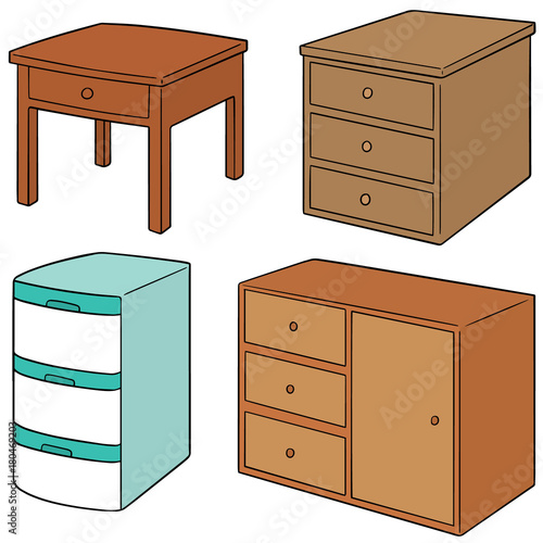 vector set of drawer