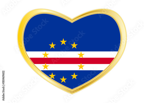 Free Download Flag of Cape Verde in heart shape, golden frame - GFXLoad