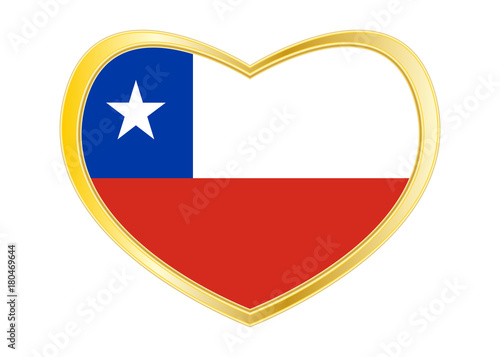 Flag of Chile in heart shape, golden frame Free Download Flag of Chile in heart shape, golden frame - GFXLoad