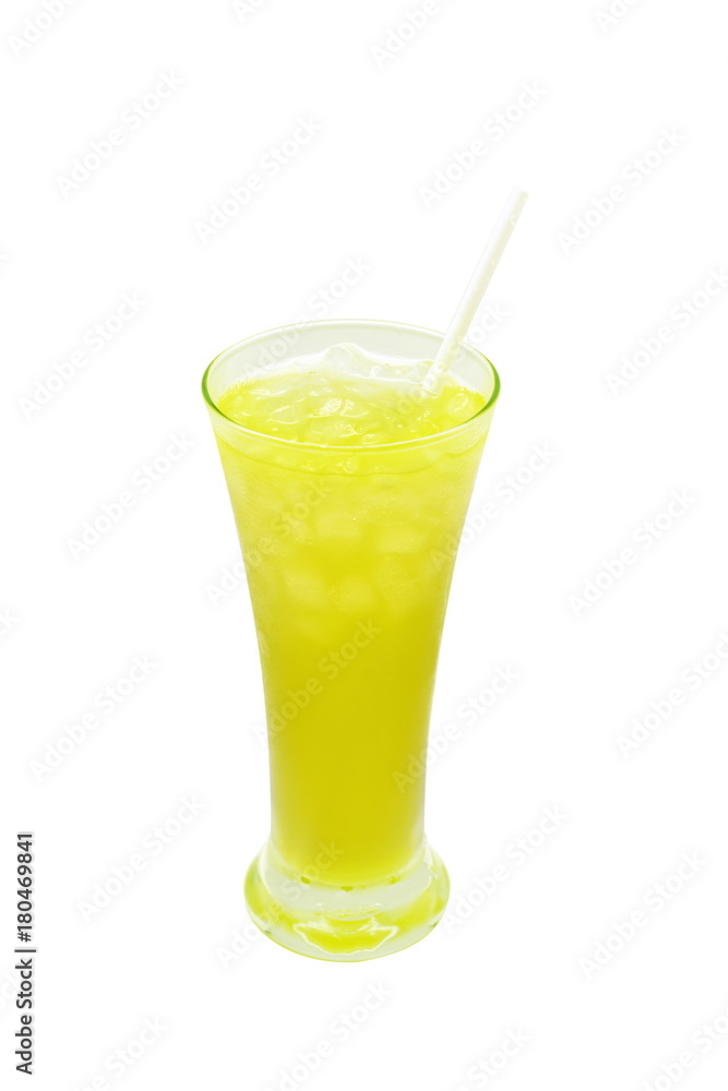 Iced green tea on white background. Isolated and clipping path Iced green tea on white background. Isolated and clipping path
