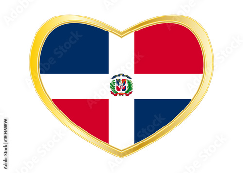 Free Download Dominican Republic flag in heart shape, golden - GFXLoad