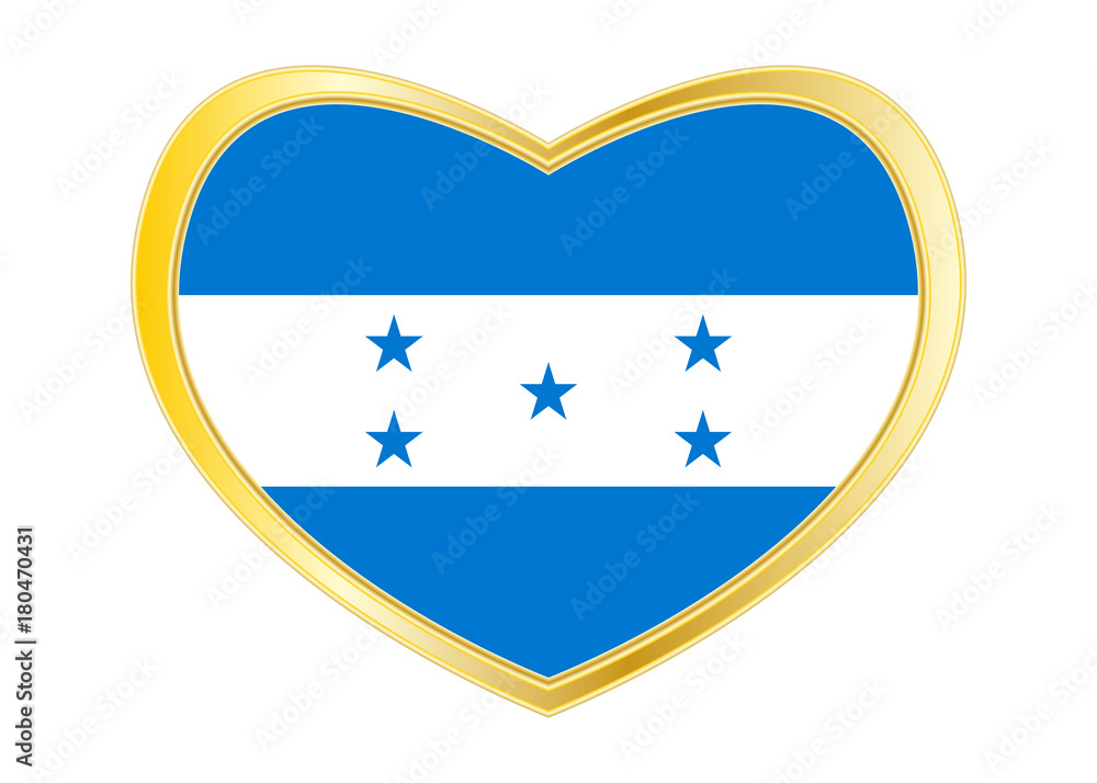 Flag of Honduras in heart shape, golden frame Flag of Honduras in heart shape, golden frame